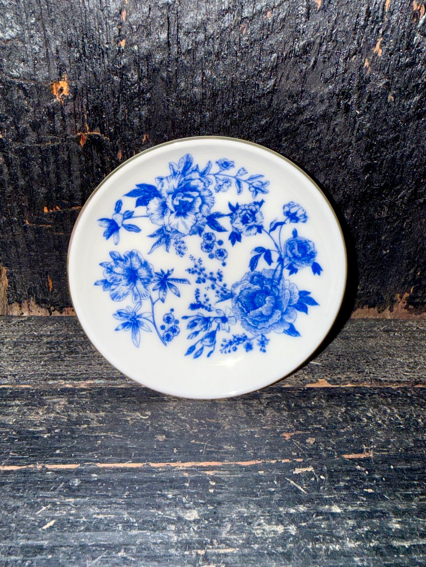 Blue Floral Trinket Dish