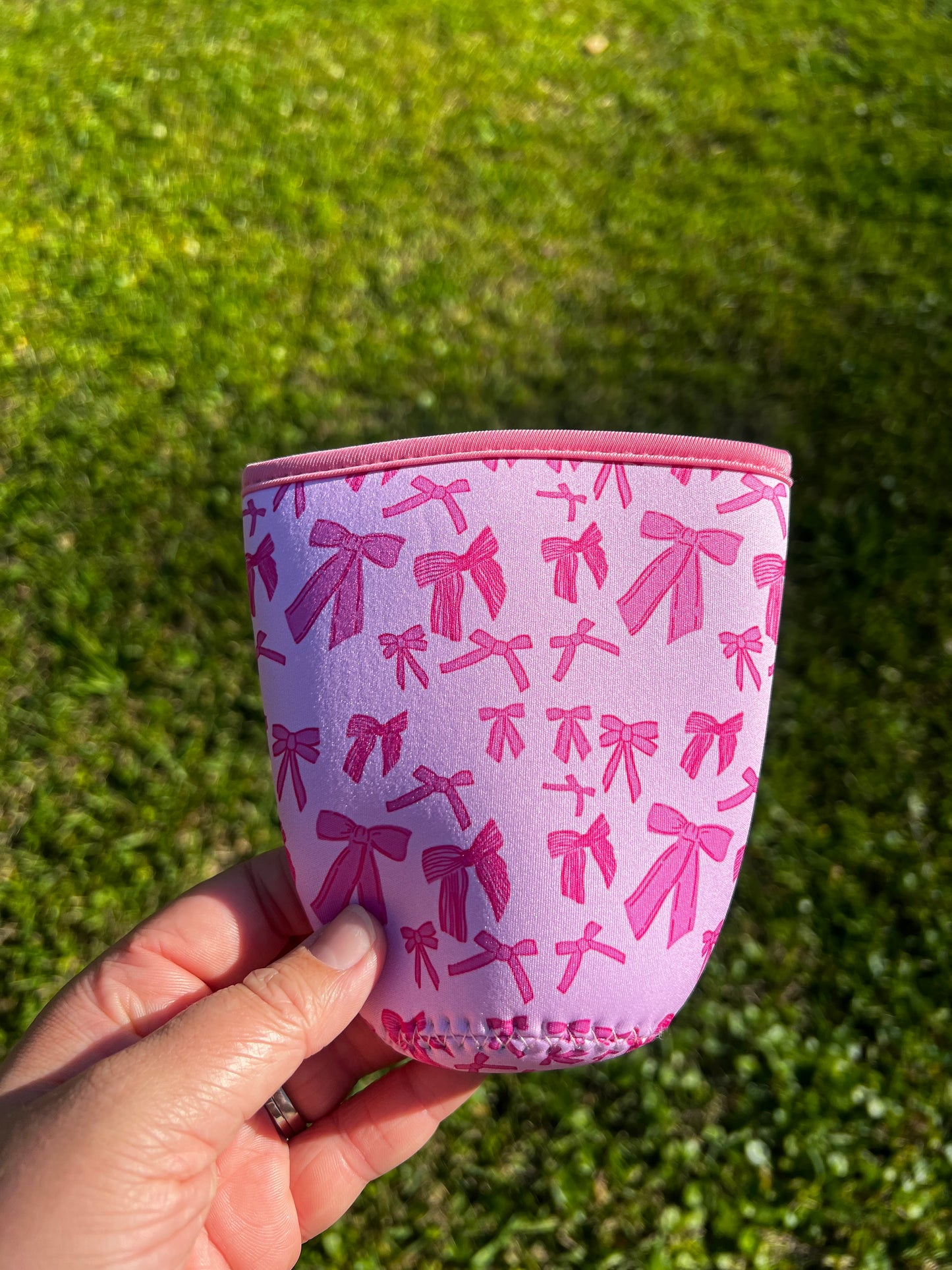 Pink Bows Iced Coffee Koozie