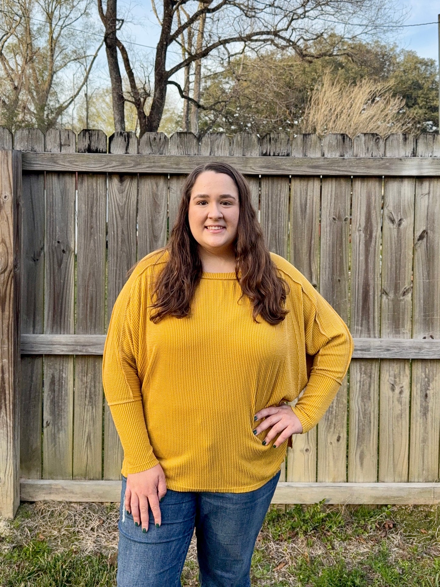 Mustard Ribbed Top