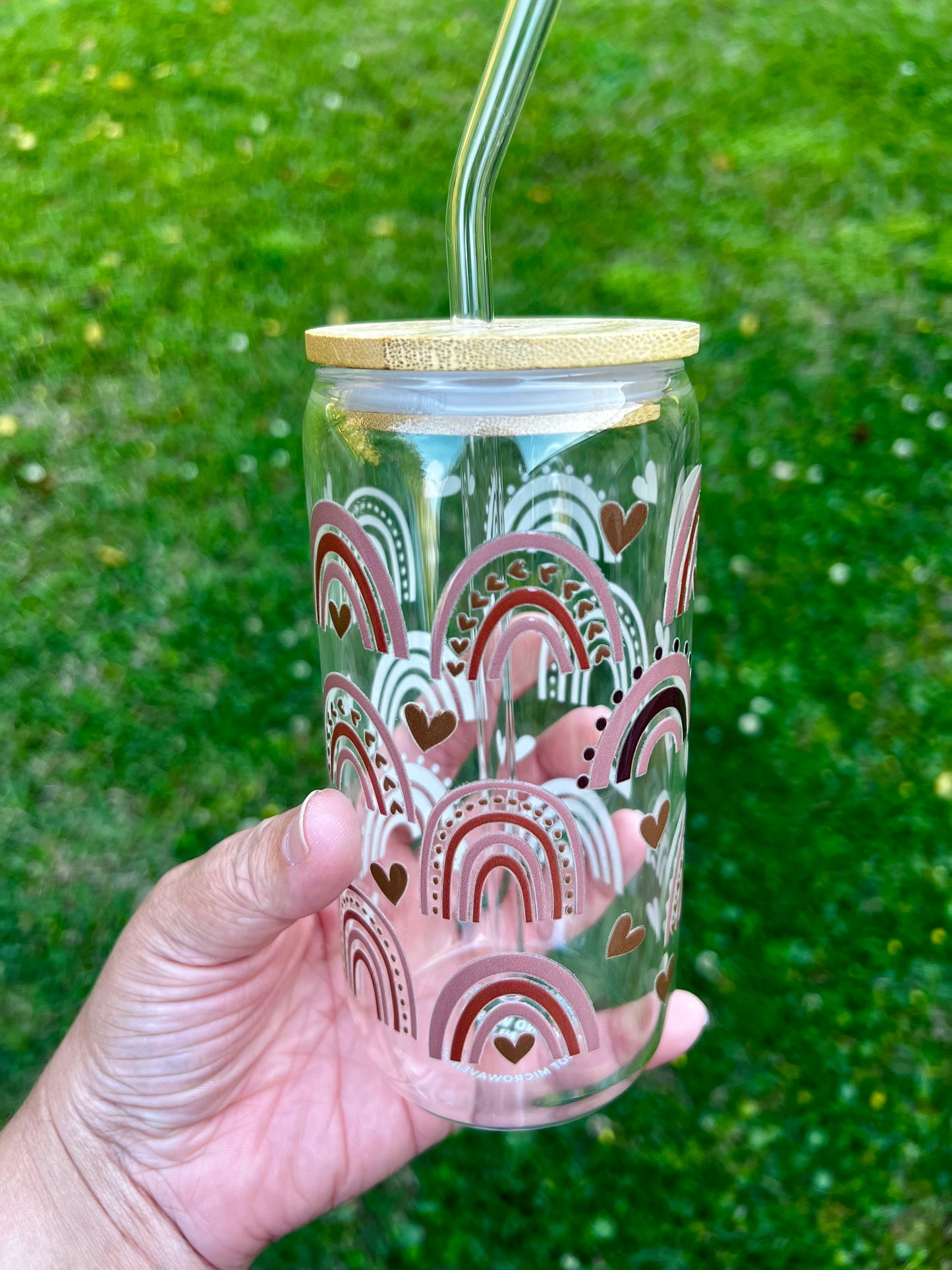 Neutral Rainbow Glass Cup