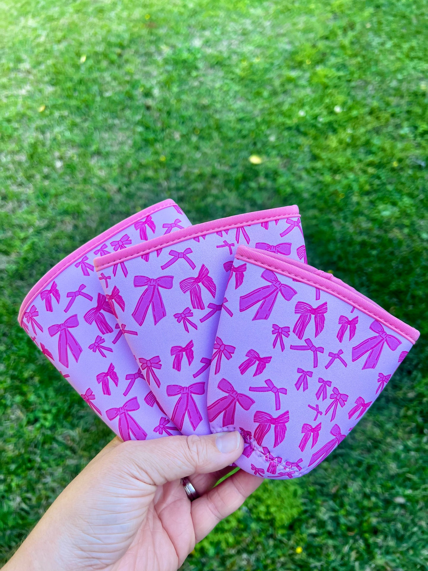Pink Bows Iced Coffee Koozie
