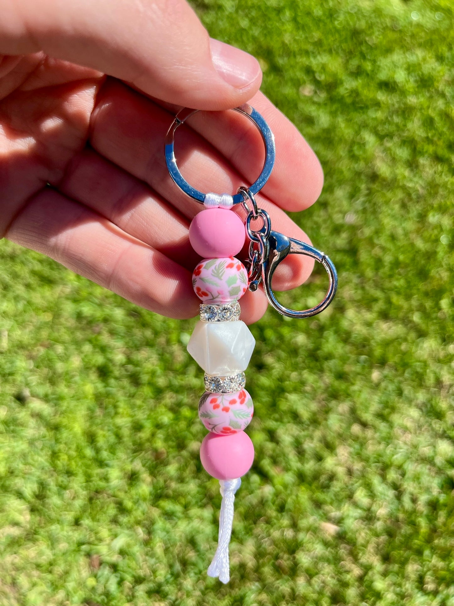 Pink Holly Keychain
