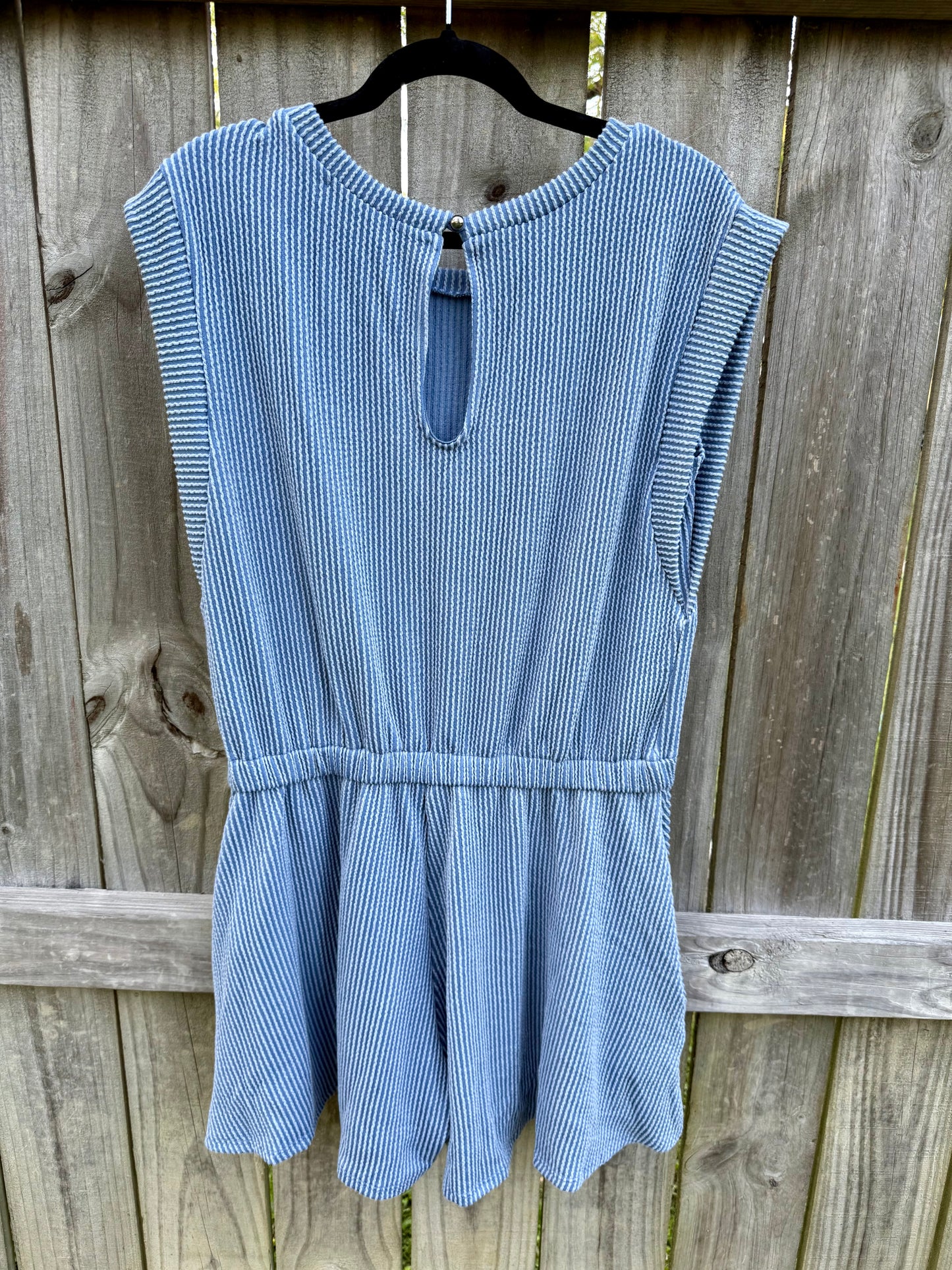 Blue Ribbed Romper