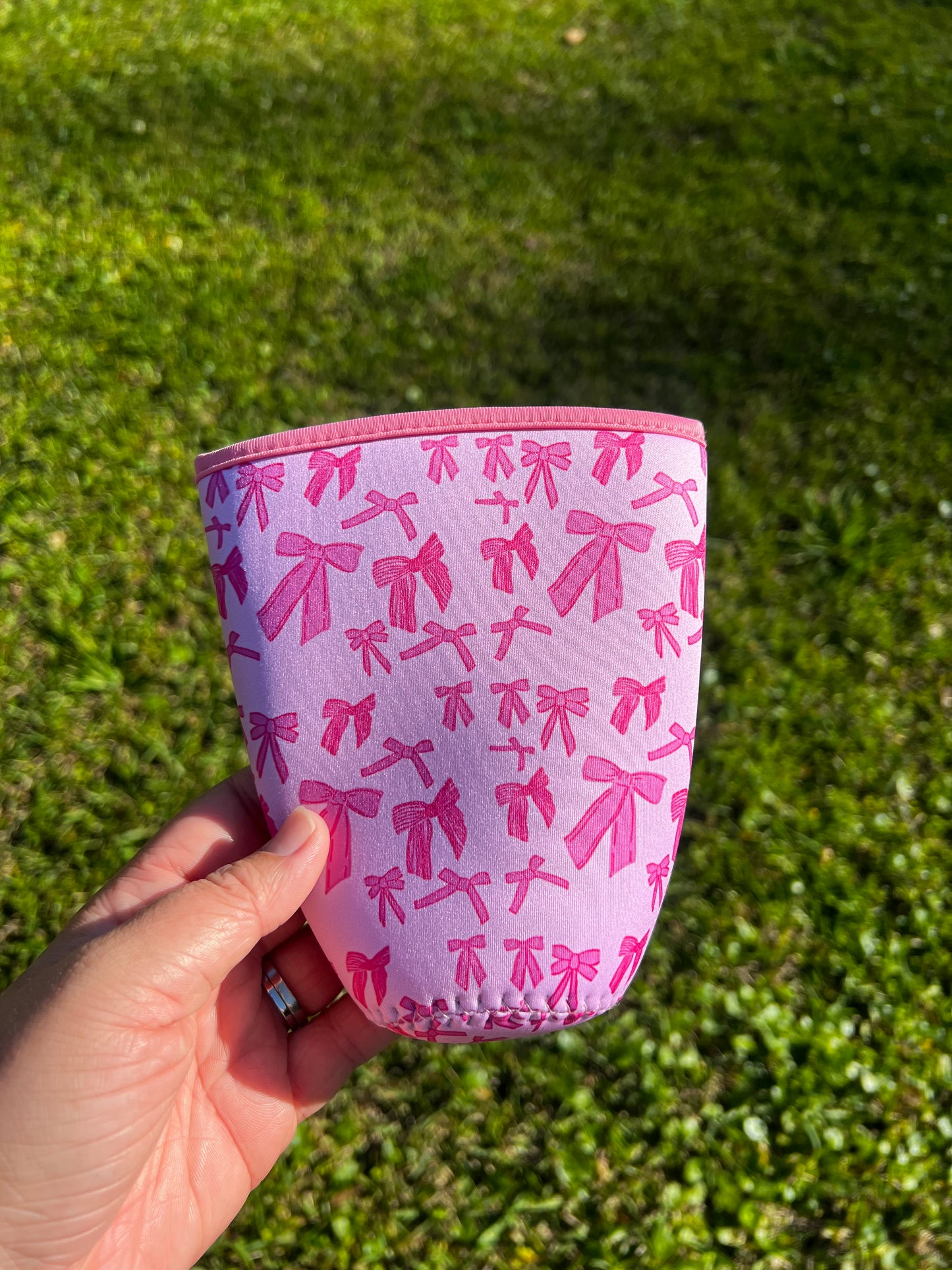 Pink Bows Iced Coffee Koozie