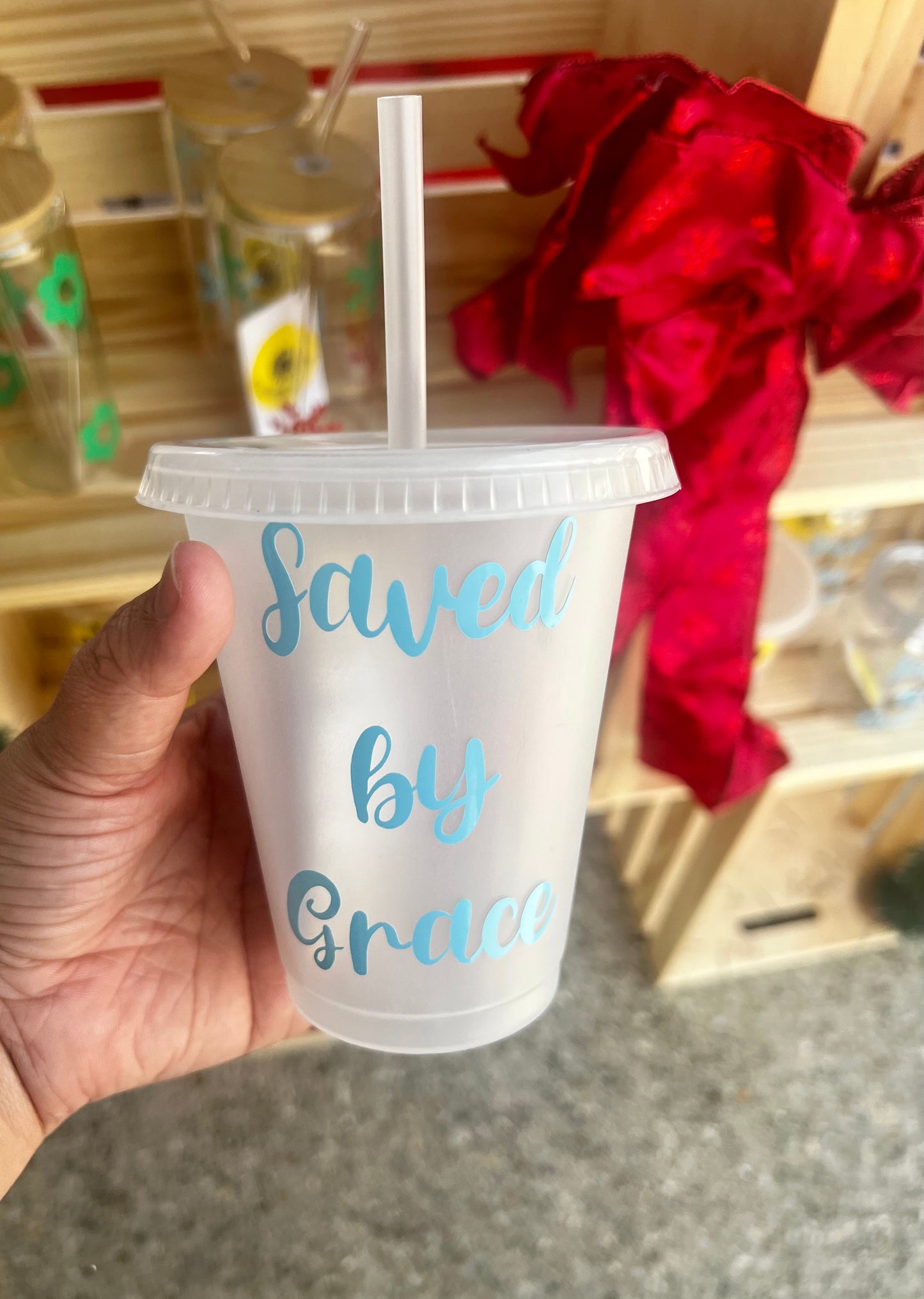 Saved by Grace Plastic Tumbler