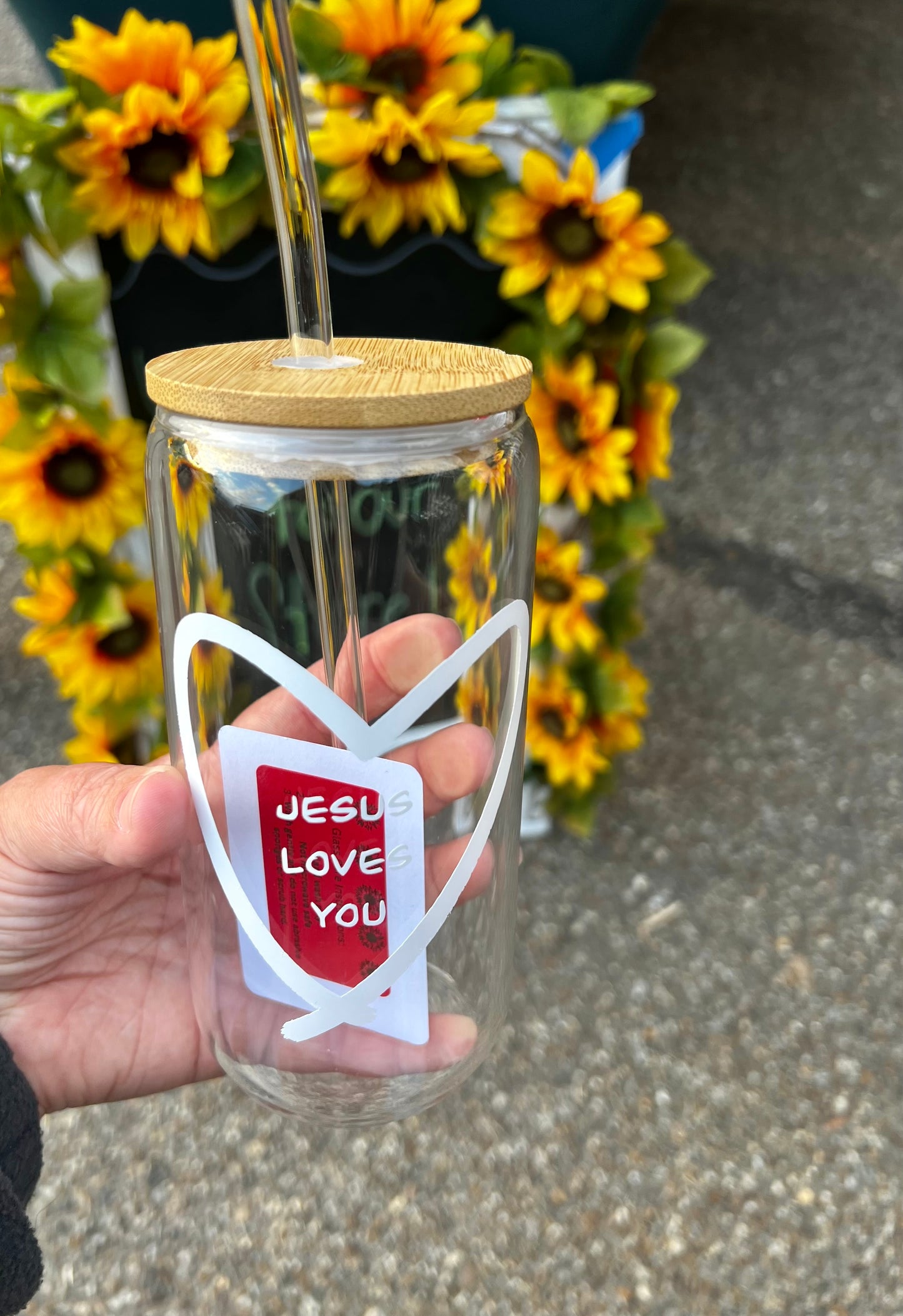Jesus Loves You Glass Can