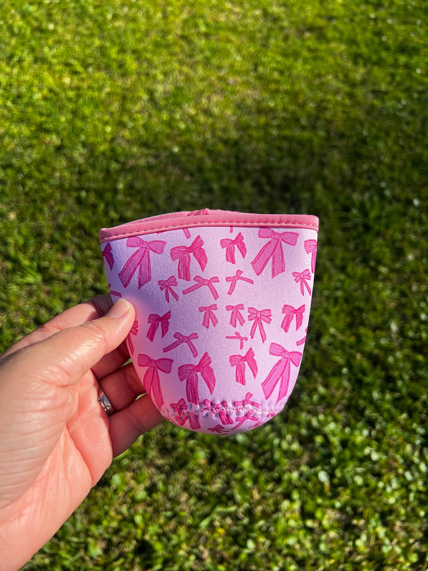 Pink Bows Iced Coffee Koozie