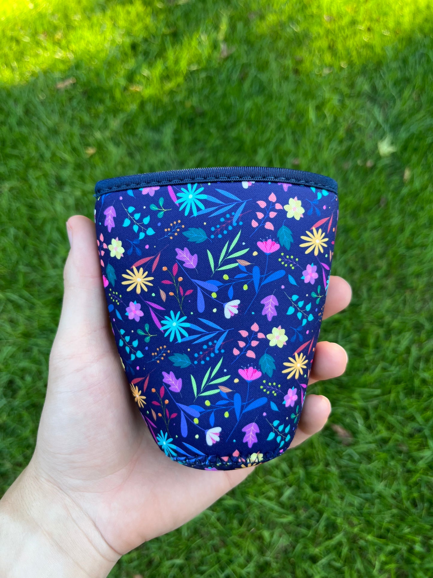 Neon Flowers Iced Coffee Koozie