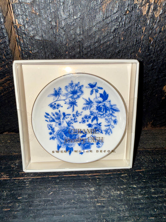 Blue Floral Trinket Dish