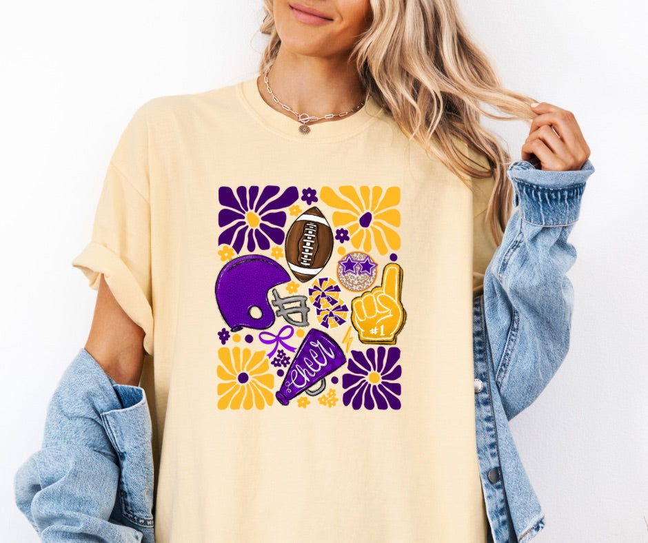 Purple and Gold Football Tee
