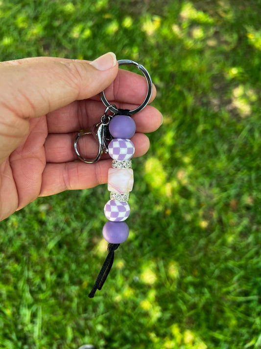 Lavender Checkers Keychain