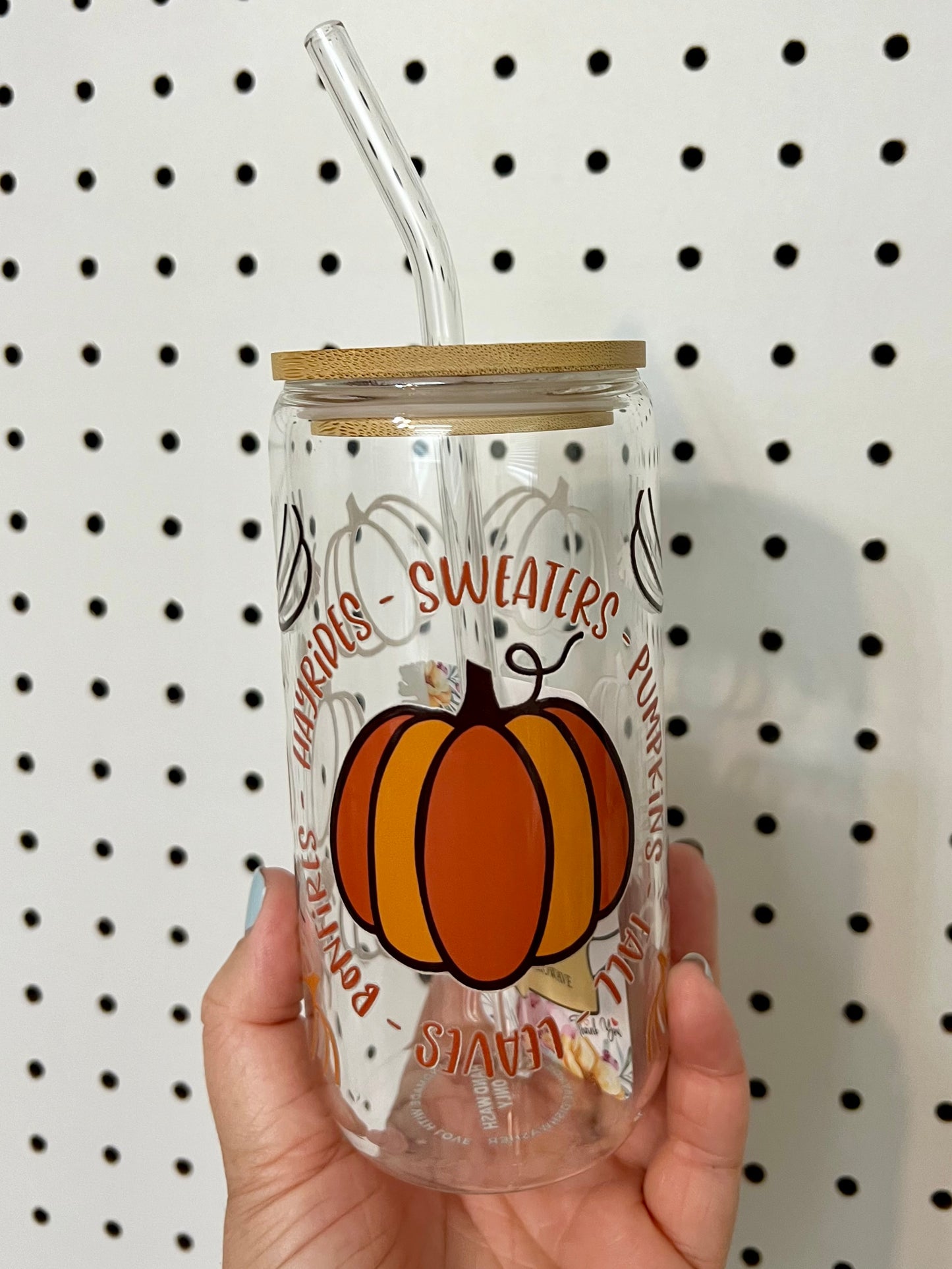 Fall Pumpkin Glass Can