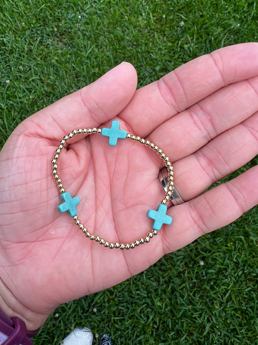 Teal Cross Bracelet