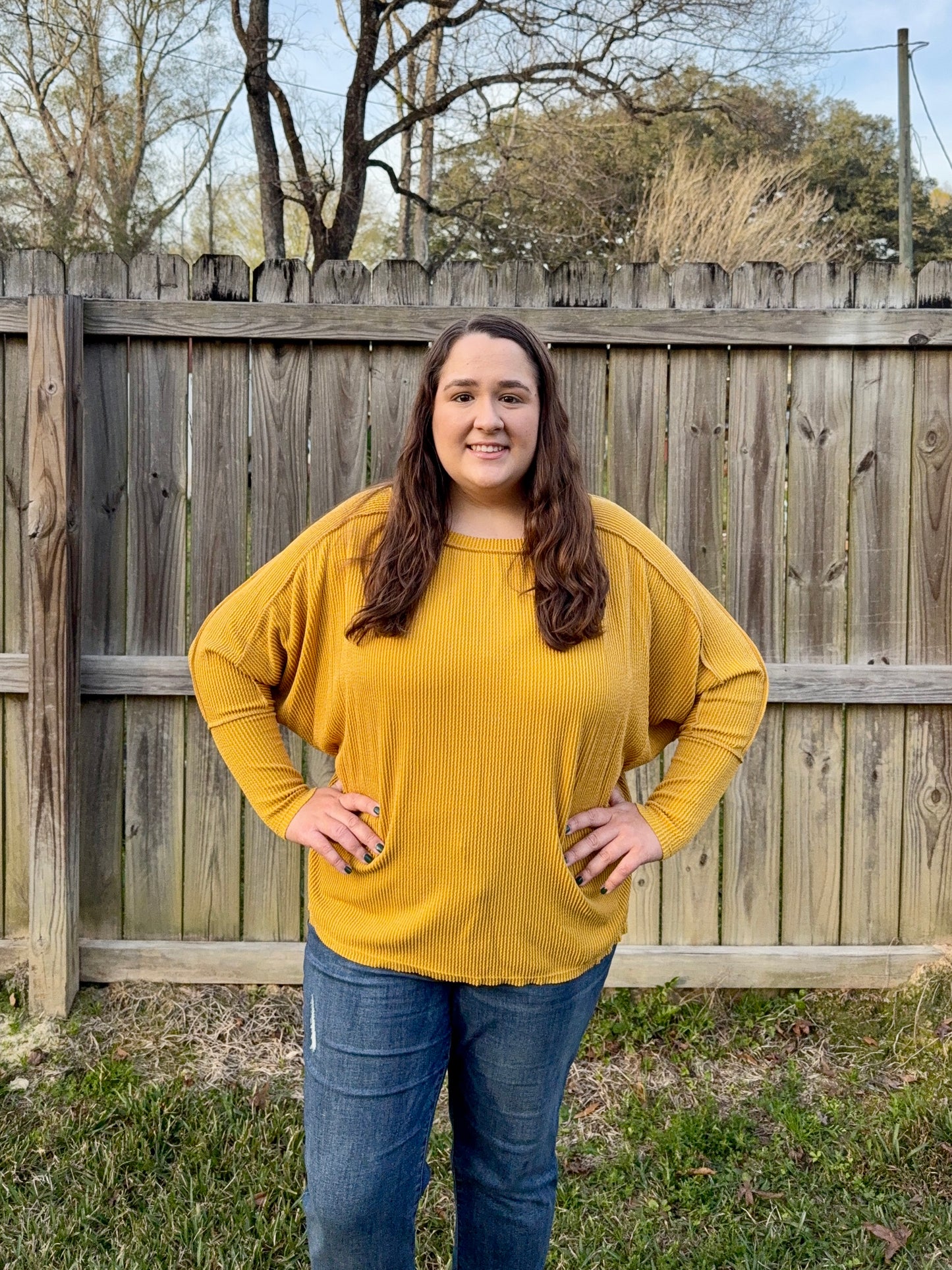 Mustard Ribbed Top