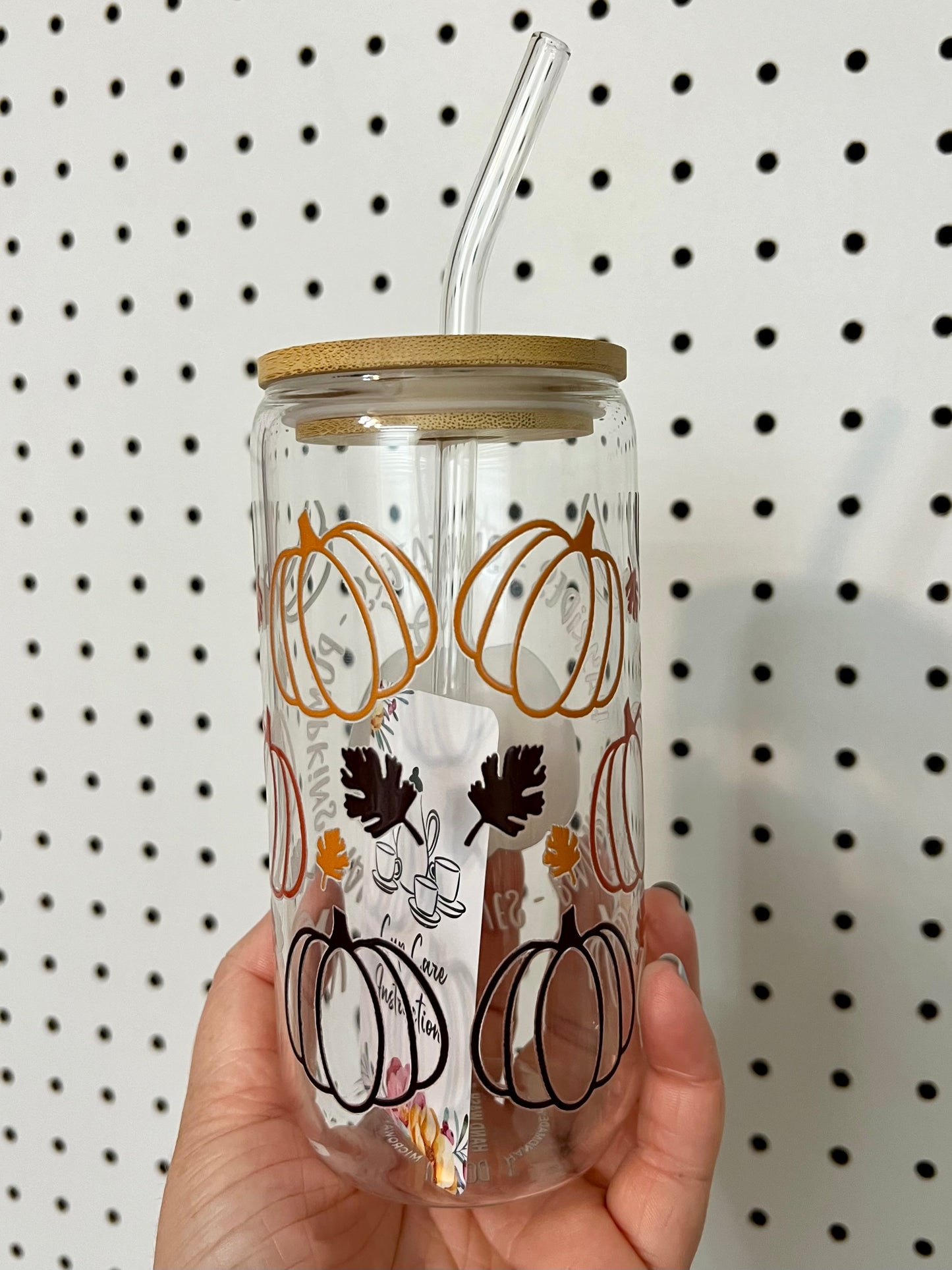 Fall Pumpkin Glass Can