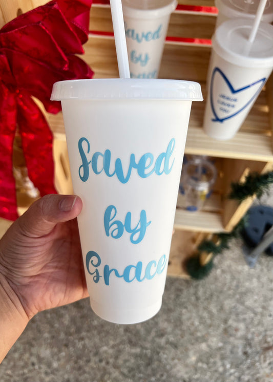 Saved by Grace Plastic Tumbler