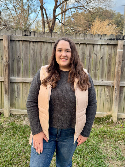 Tan Puffer Vest