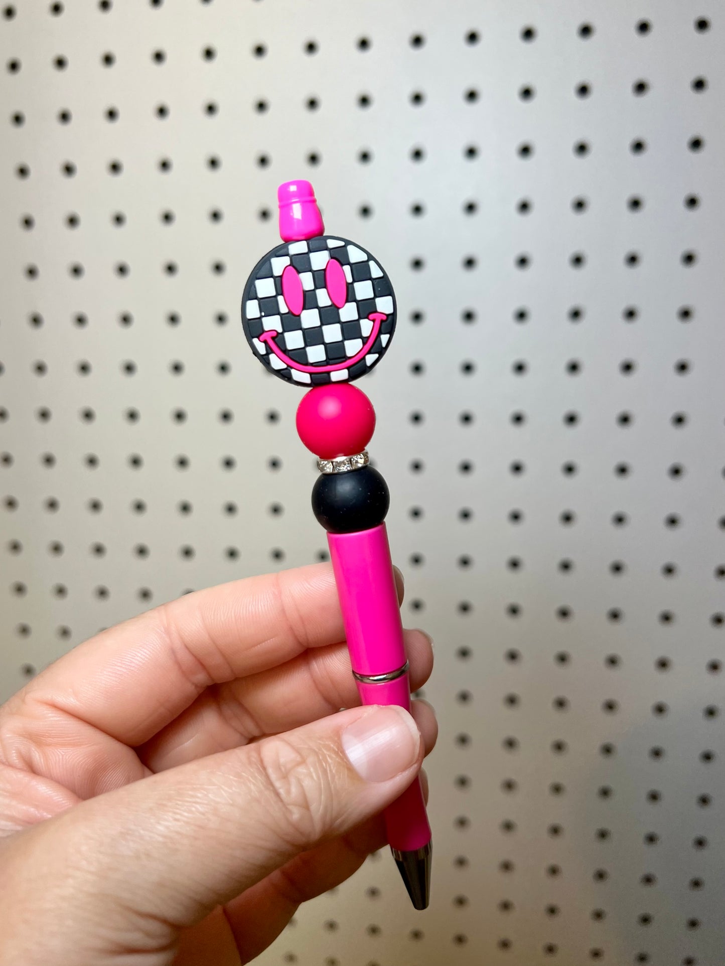 Checkered Happy Face Pen