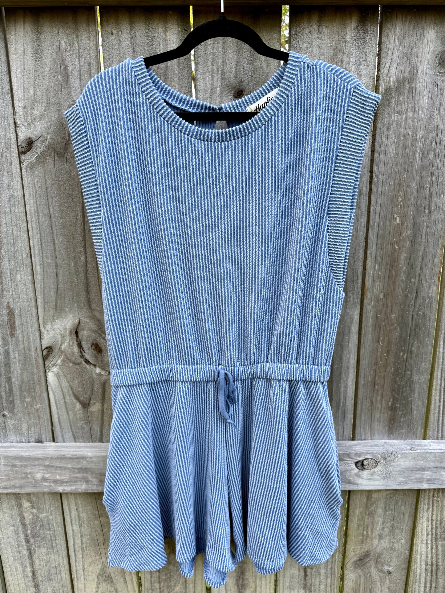 Blue Ribbed Romper