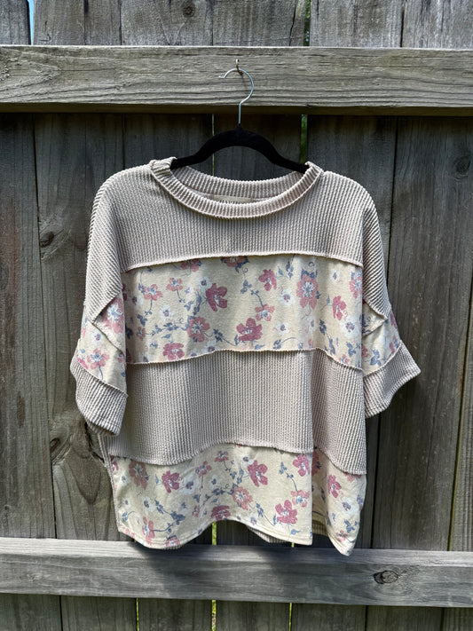 Neutral Flowers Top