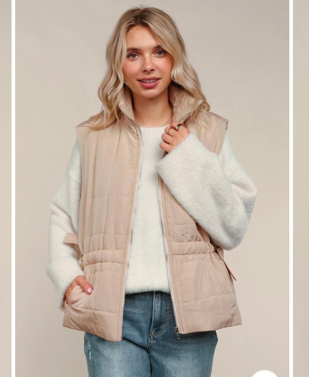 Tan Puffer Vest