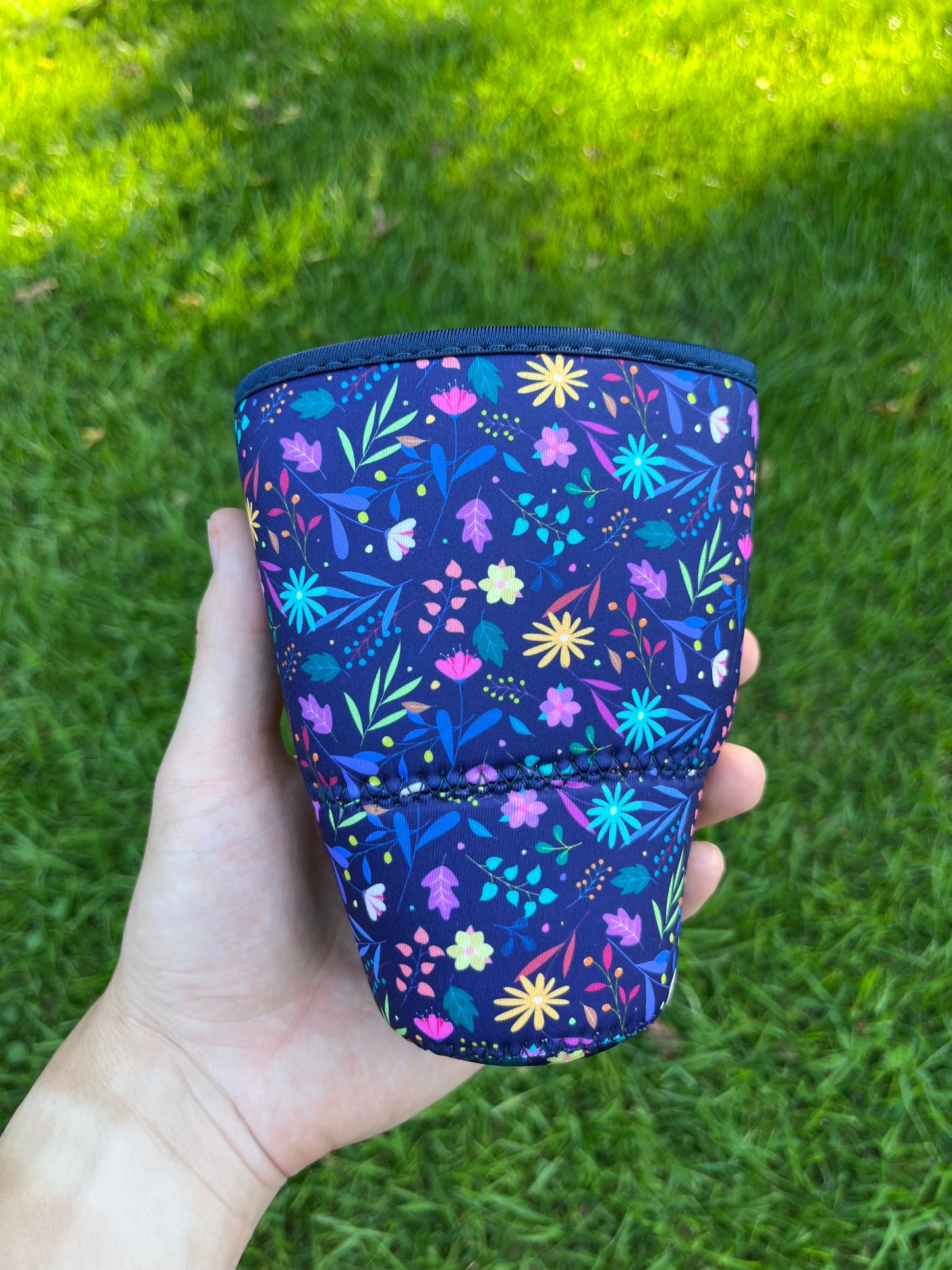 Neon Flowers Iced Coffee Koozie