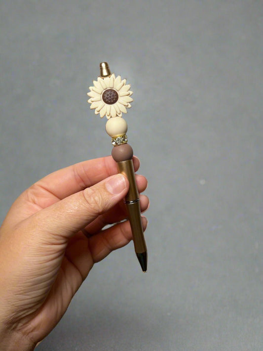 Neutral Daisy Beaded Pen