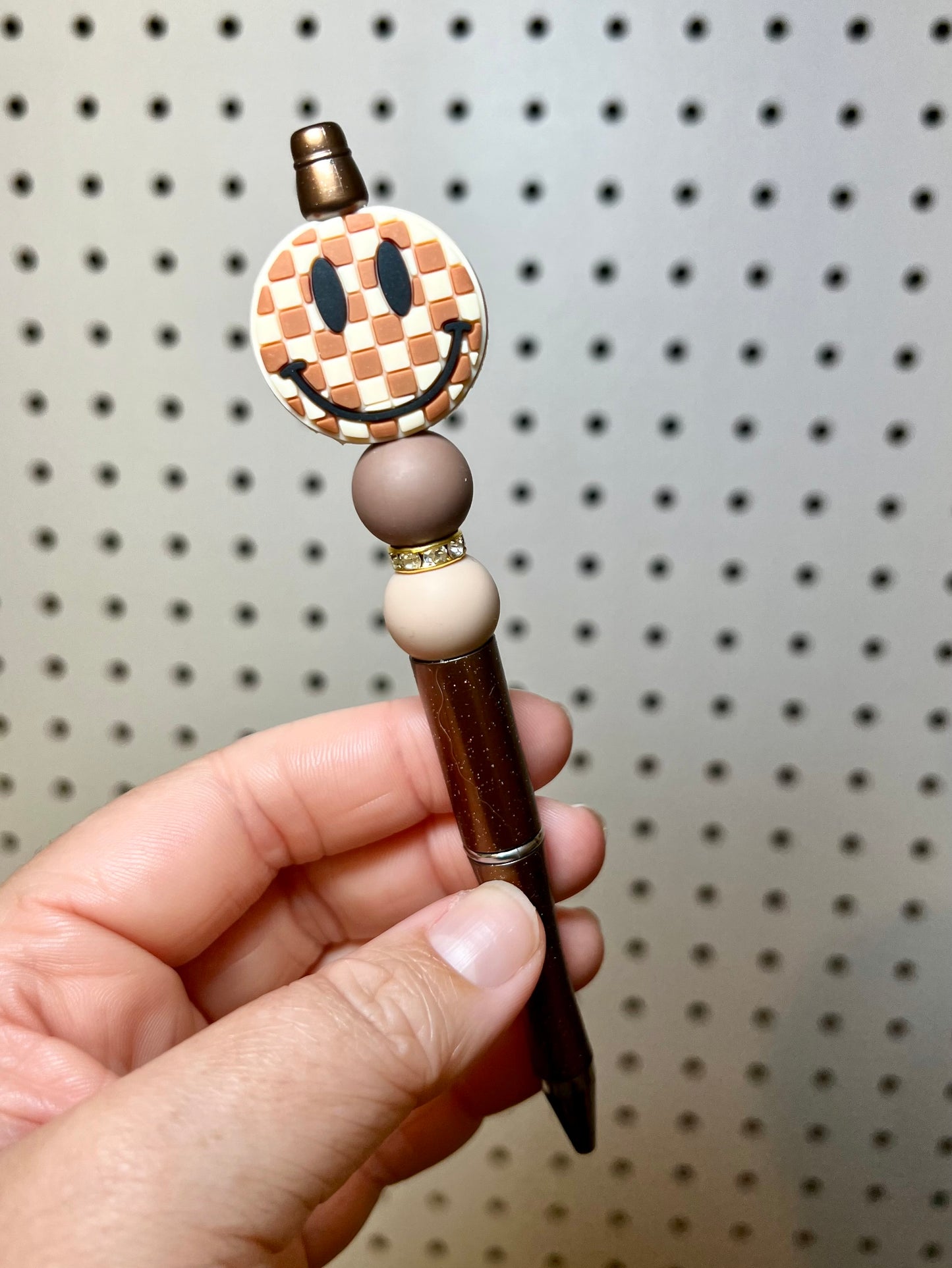 Checkered Happy Face Pen