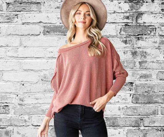 Dusty Rose Ribbed Top